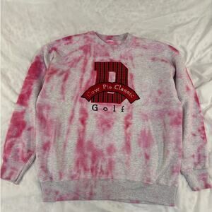 Disc Golf Cow Pie Classic Gray Red Tie Dyed Embroidered Plaid Logo Sweatshirt